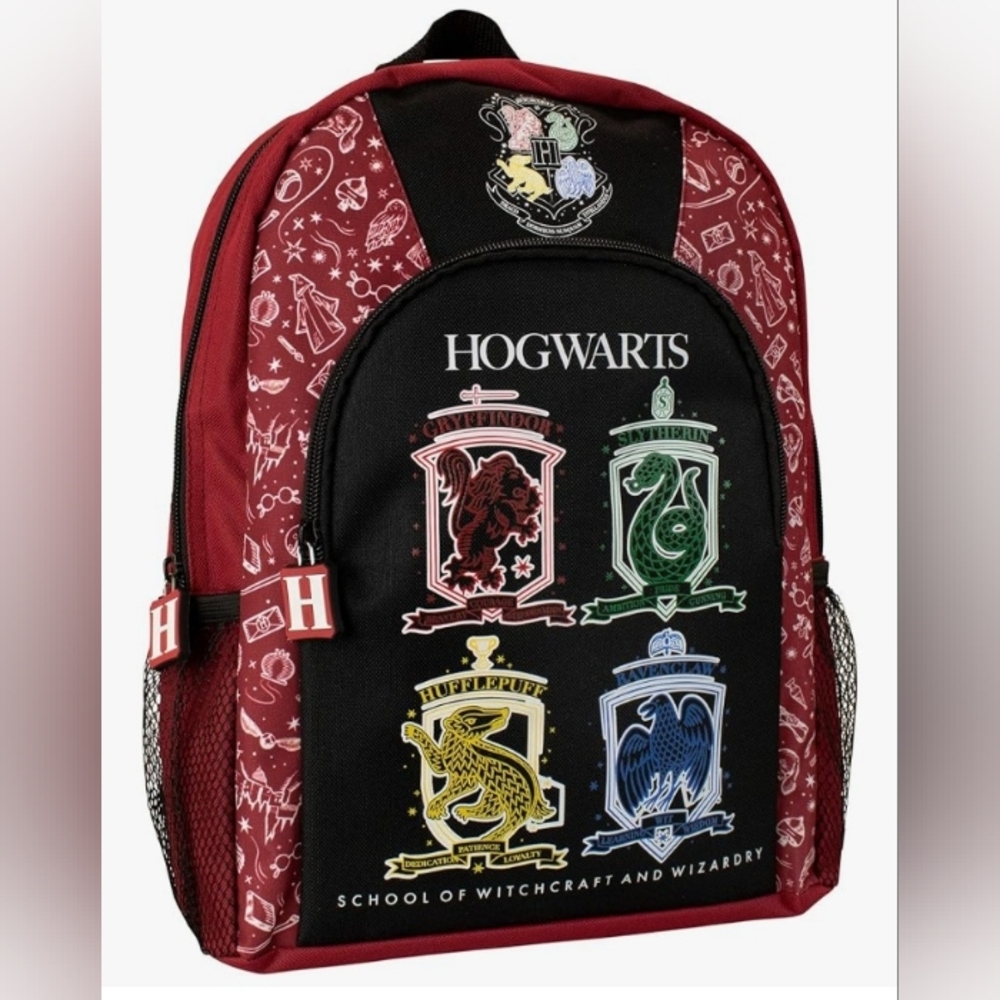 Small Harry Potter Backpack Featuring Hogwarts House Crests, New With Tags